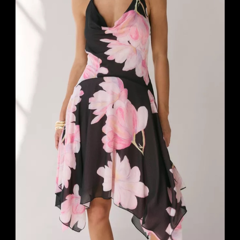 Urban Outfitters Black Dress with Pink Floral Print